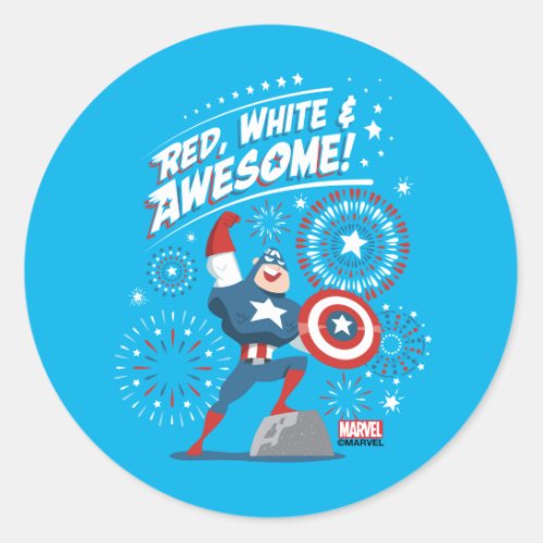 Captain America Red White  Awesome Classic Round Sticker