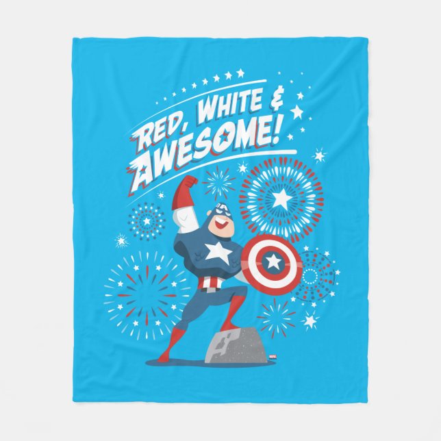 Captain America "Red, White, & Awesome!" Fleece Blanket (Front)