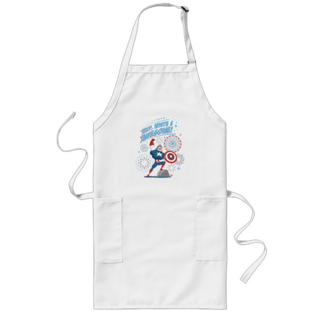 Captain America "Red, White, & Awesome!" Long Apron (Front)
