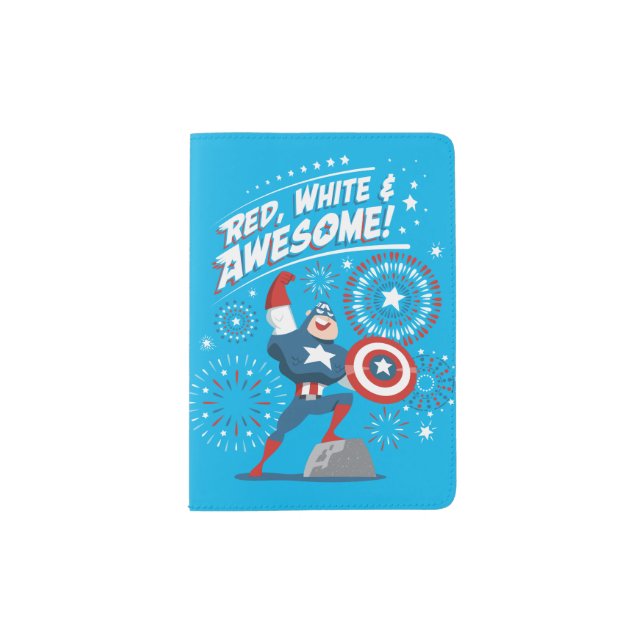Captain America "Red, White, & Awesome!" Passport Holder (Front)