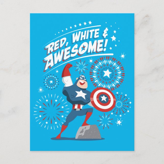 Captain America "Red, White, & Awesome!" Postcard (Front)