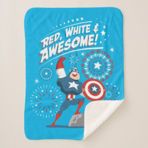 Captain America "Red, White, & Awesome!" Sherpa Blanket