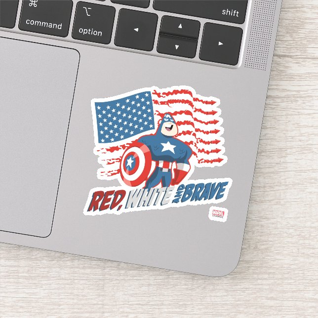 Captain America Red, White, & Brave Sticker (Detail)