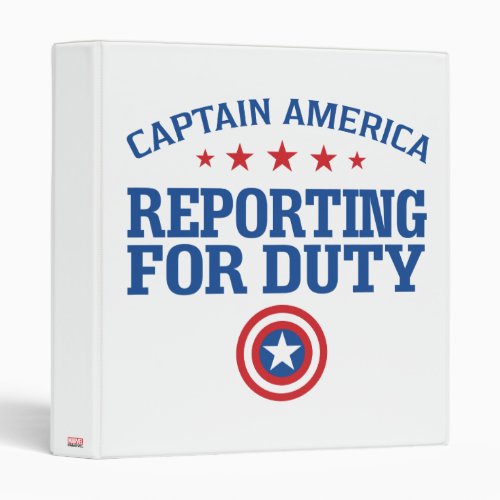Captain America  Reporting For Duty 3 Ring Binder