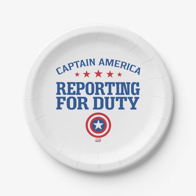Captain America | Reporting For Duty Paper Plates (Front)