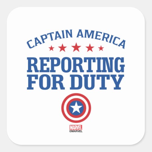 Captain America  Reporting For Duty Square Sticker