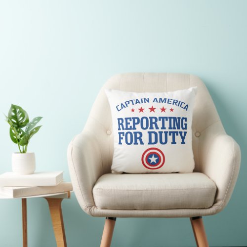 Captain America  Reporting For Duty Throw Pillow