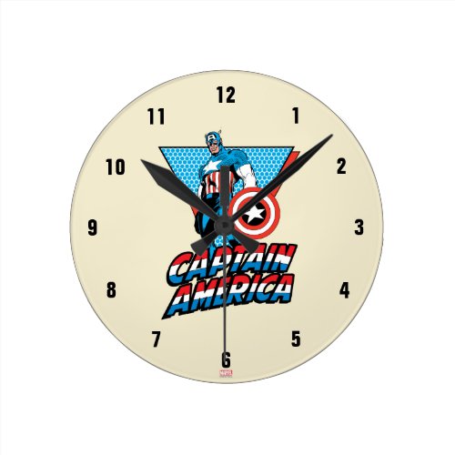 Captain America Retro Character Graphic Round Clock