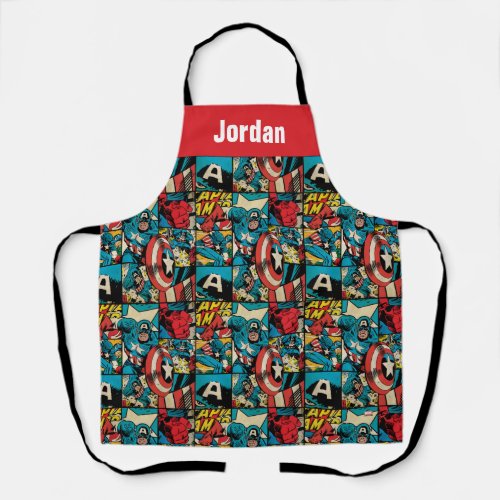 Captain America Retro Comic Book Pattern Apron