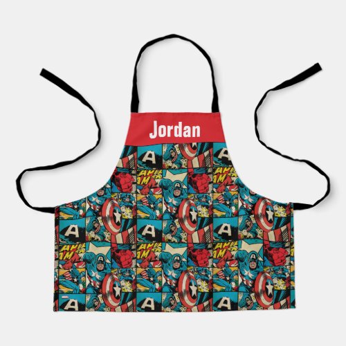 Captain America Retro Comic Book Pattern Apron