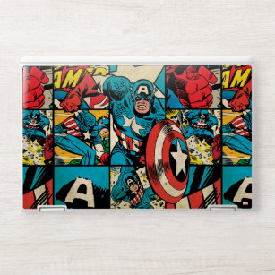 Captain America Retro Comic Book Pattern HP Laptop Skin