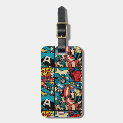 Captain America Retro Comic Book Pattern Luggage Tag