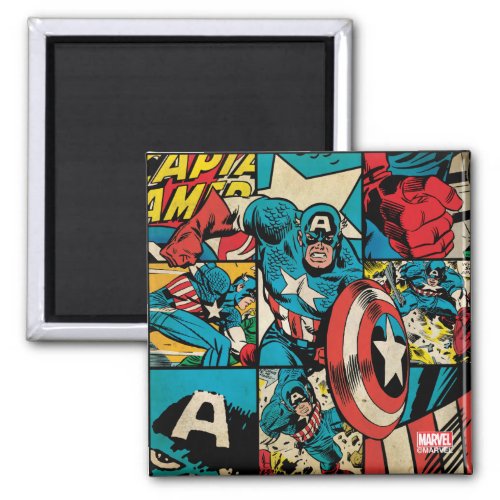 Captain America Retro Comic Book Pattern Magnet