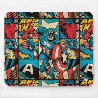 Captain America Retro Comic Book Pattern Mouse Pad