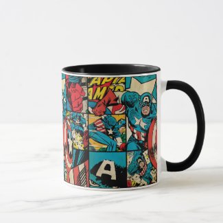 Captain America Retro Comic Book Pattern Mug