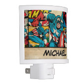Captain America Retro Comic Book Pattern Night Light (Right)