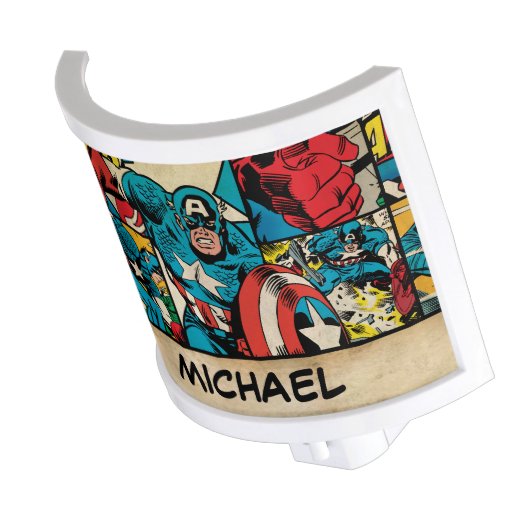 Captain America Retro Comic Book Pattern Night Light (Angled)