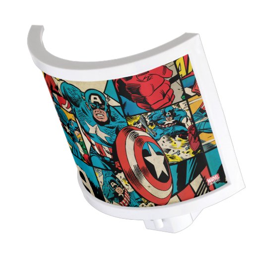 Captain America Retro Comic Book Pattern Night Light (Angled)