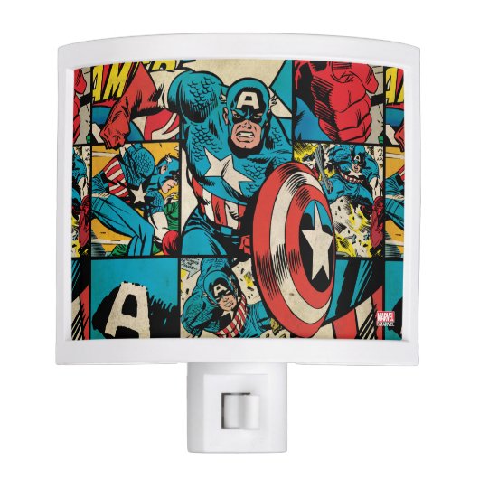 Captain America Retro Comic Book Pattern Night Light (Front)