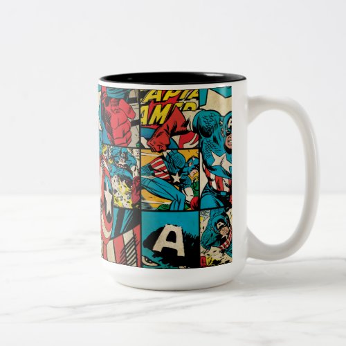 Captain America Retro Comic Book Pattern Two_Tone Coffee Mug
