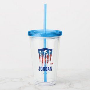 Captain America Retro Shield Paint Brush Strokes Acrylic Tumbler