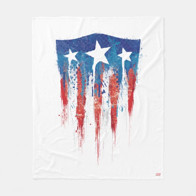 Captain America Retro Shield Paint Brush Strokes Fleece Blanket (Front)