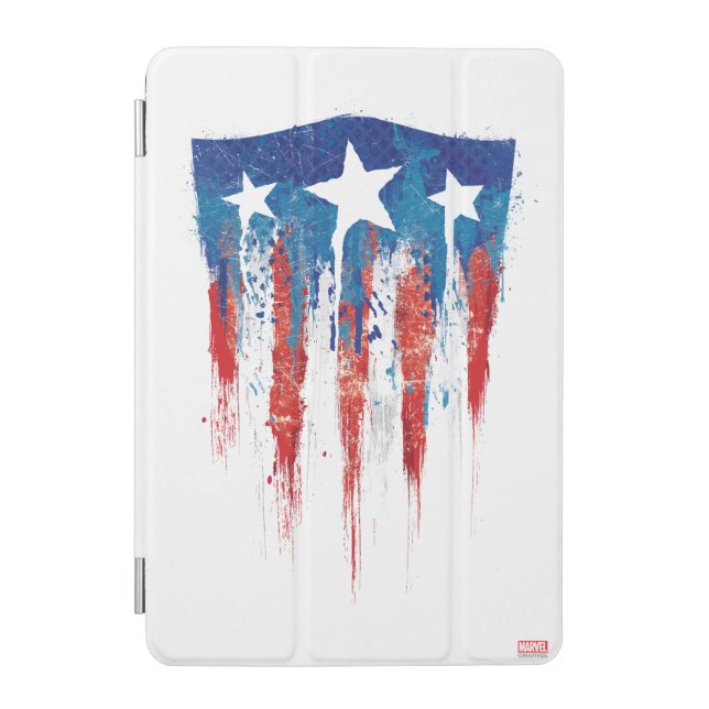 Captain America Retro Shield Paint Brush Strokes iPad Mini Cover (Front)