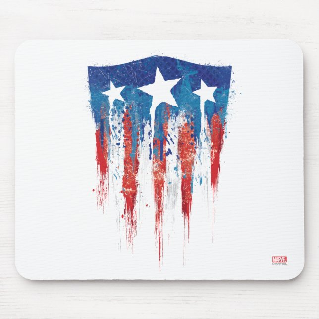 Captain America Retro Shield Paint Brush Strokes Mouse Pad (Front)