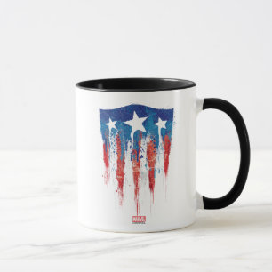 Captain America Retro Shield Paint Brush Strokes Mug
