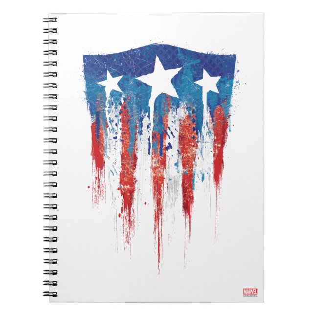 Captain America Retro Shield Paint Brush Strokes Notebook (Front)
