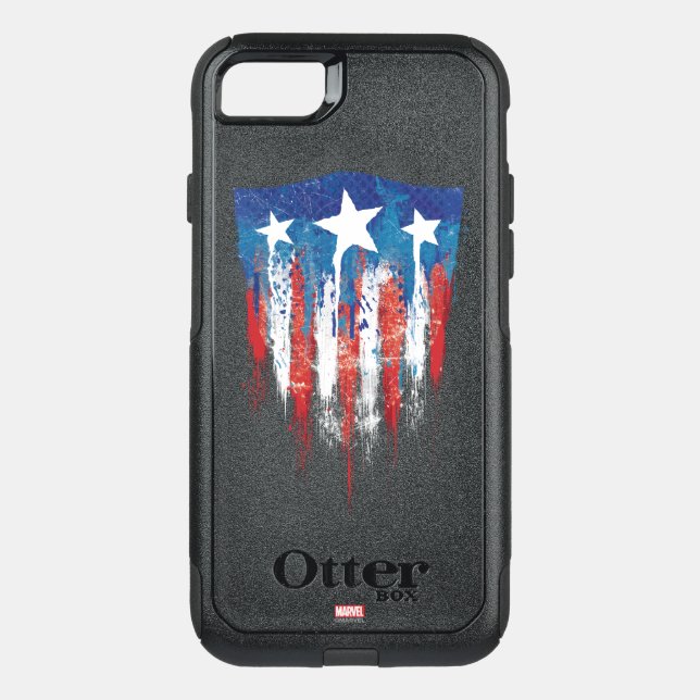 Captain America Retro Shield Paint Brush Strokes Otterbox iPhone Case (Back)