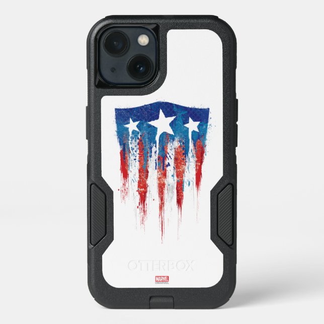 Captain America Retro Shield Paint Brush Strokes Otterbox iPhone Case (Back)
