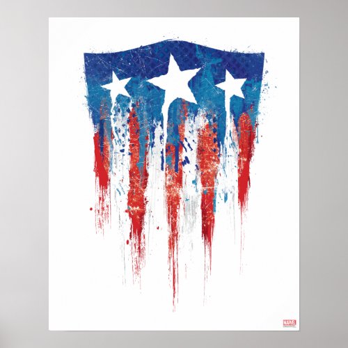Captain America Retro Shield Paint Brush Strokes Poster