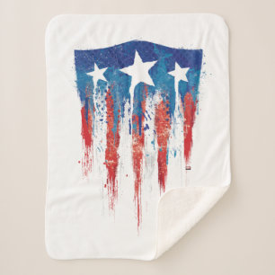 Captain America Retro Shield Paint Brush Strokes Sherpa Blanket