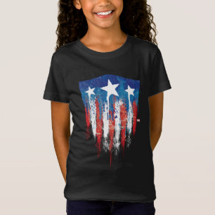 Captain America Retro Shield Paint Brush Strokes T-Shirt