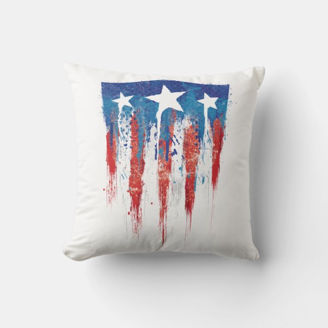 Captain America Retro Shield Paint Brush Strokes Throw Pillow (Front)