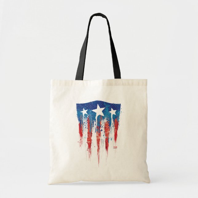 Captain America Retro Shield Paint Brush Strokes Tote Bag (Front)