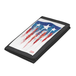 Captain America Retro Shield Paint Brush Strokes Trifold Wallet