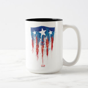 Captain America Retro Shield Paint Brush Strokes Two-Tone Coffee Mug