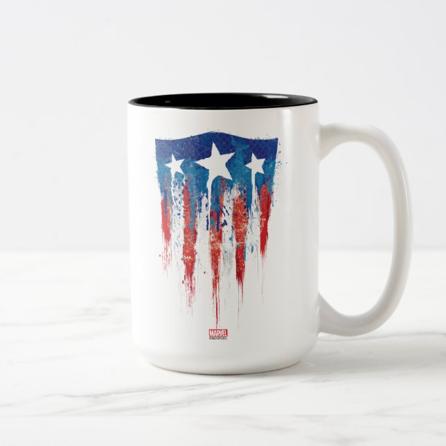 Captain America Retro Shield Paint Brush Strokes Two-Tone Coffee Mug (Right)