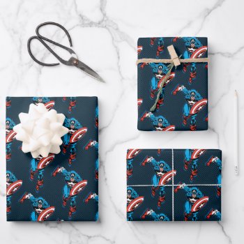 Captain America Run Wrapping Paper Sheets by marvelclassics at Zazzle