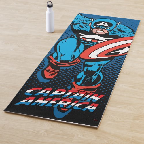 Captain America Run Yoga Mat - Check out this retro character art of Captain America running full speed ahead!