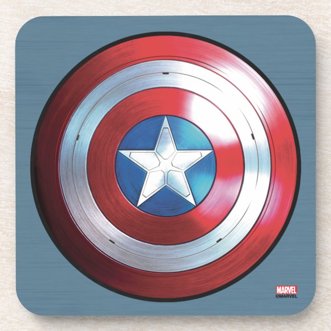 Captain America Shield Badge Beverage Coaster (Front)
