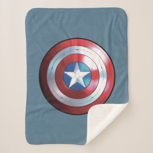 Captain America Shield Badge Sherpa Blanket (Front)
