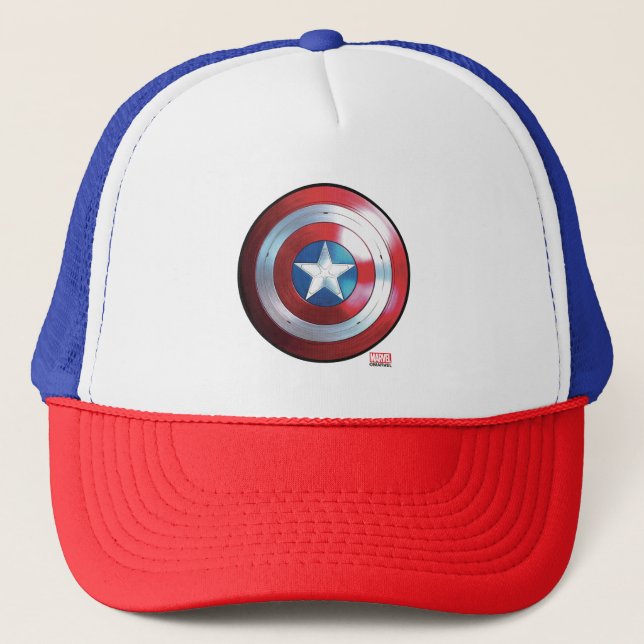 Captain America Shield Badge Trucker Hat (Front)