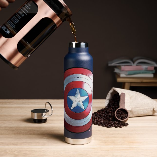 Captain America Shield Badge Water Bottle (Coffee)