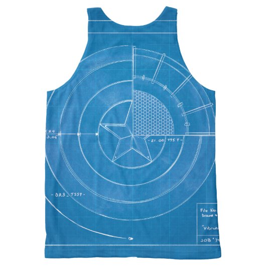 Captain America Shield Blueprint All-Over-Print Tank Top (Back)