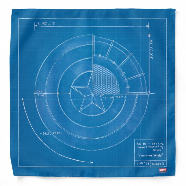 Captain America Shield Blueprint Bandana (Front)