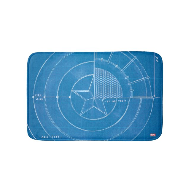 Captain America Shield Blueprint Bathroom Mat (Front)