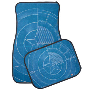 Captain America Shield Blueprint Car Floor Mat
